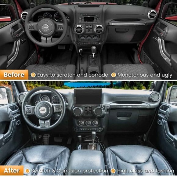 2011-2018 Jeep wrangler Jk18 PCS Full Set Interior Decoration Trim Kit carbon - Picture 5 of 7